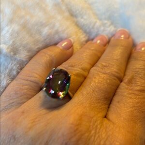 Mystic Topaz and Sterling Silver Ring. Sz 8.